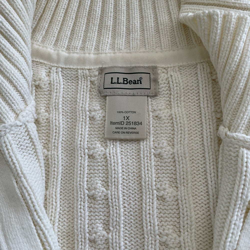 L.L. Bean Off-White Cowl Neck Sweater